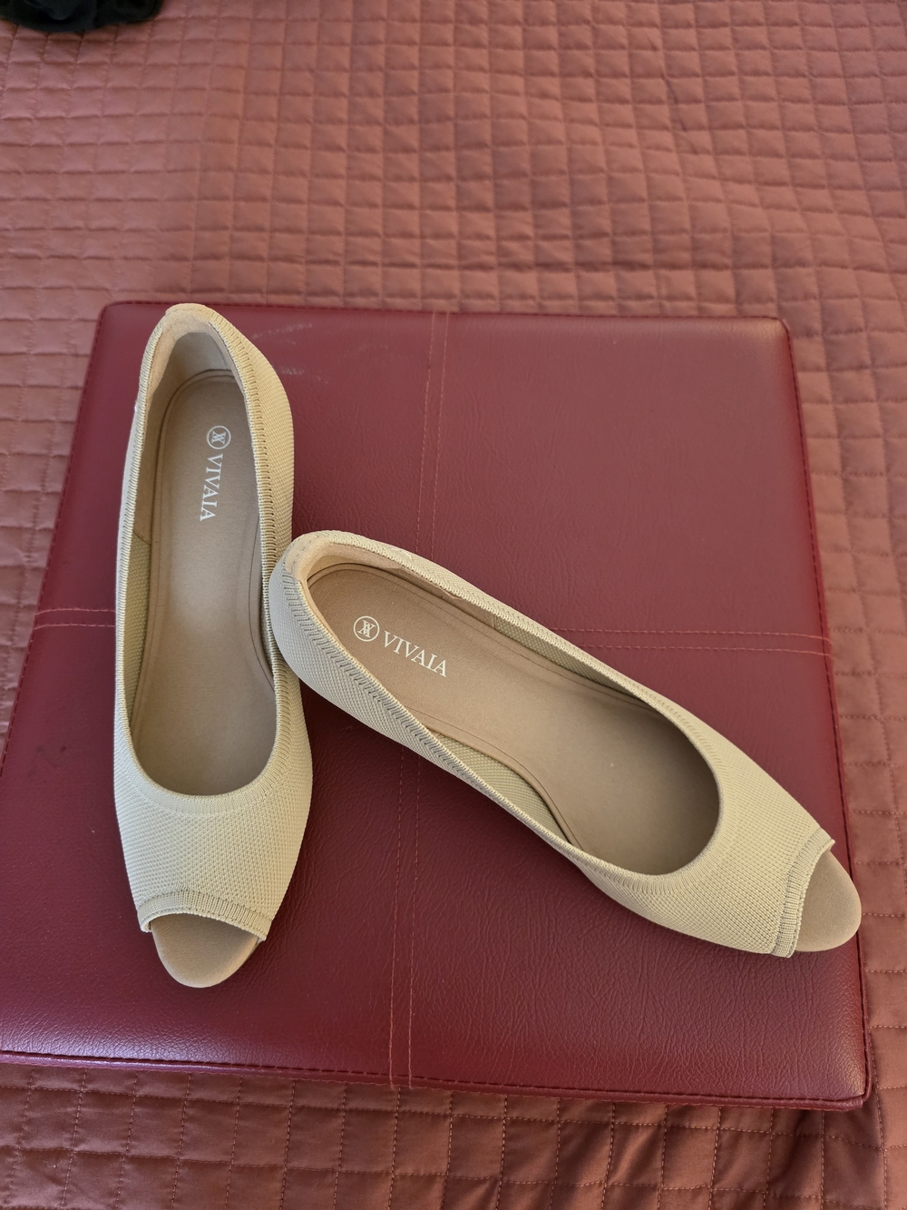 VIVAIA Women's Beige Peep-Toe Wedge Flats — Comfortable Everyday Wedges